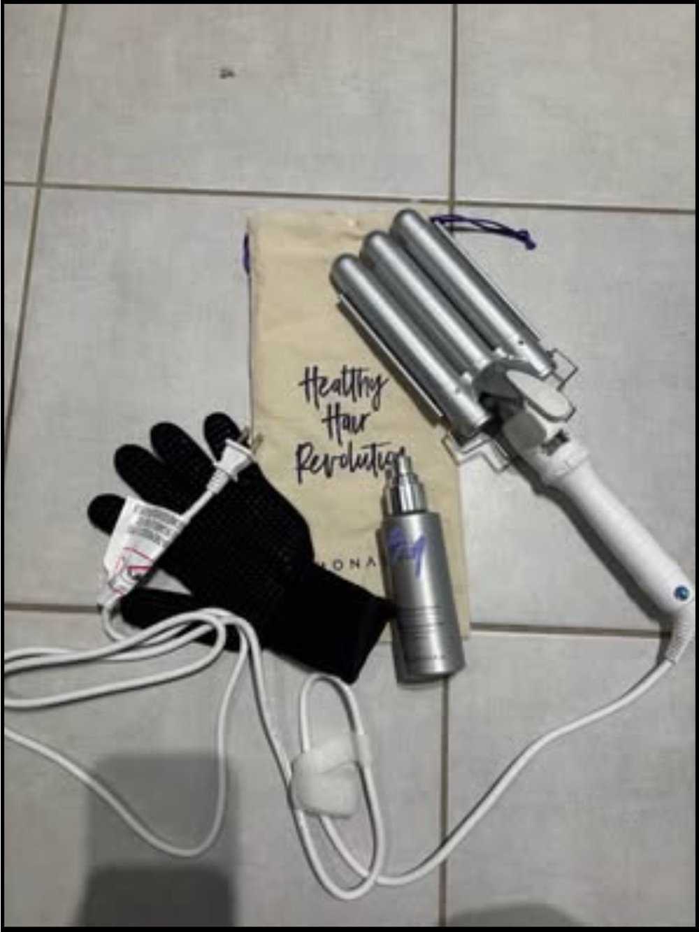 Monat Silver Triple Barrel Waver Hair Styler with Glove